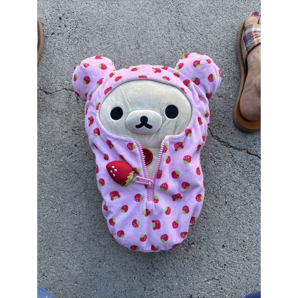 Rilakkuma Korilakuma Plush Reversible Strawberry Sleeping Bag San-X Kigurumi